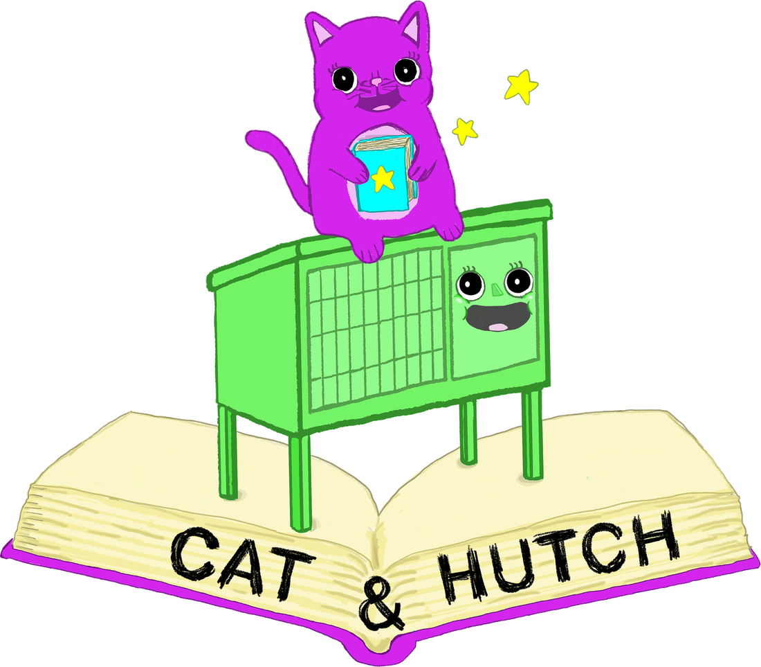 Cat & Hutch logo — a purple cat and a green hutch on an open book