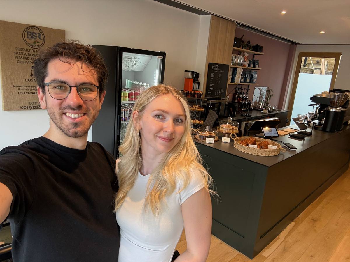 Luke and Summer in the café at Rose & Stone, East Hill